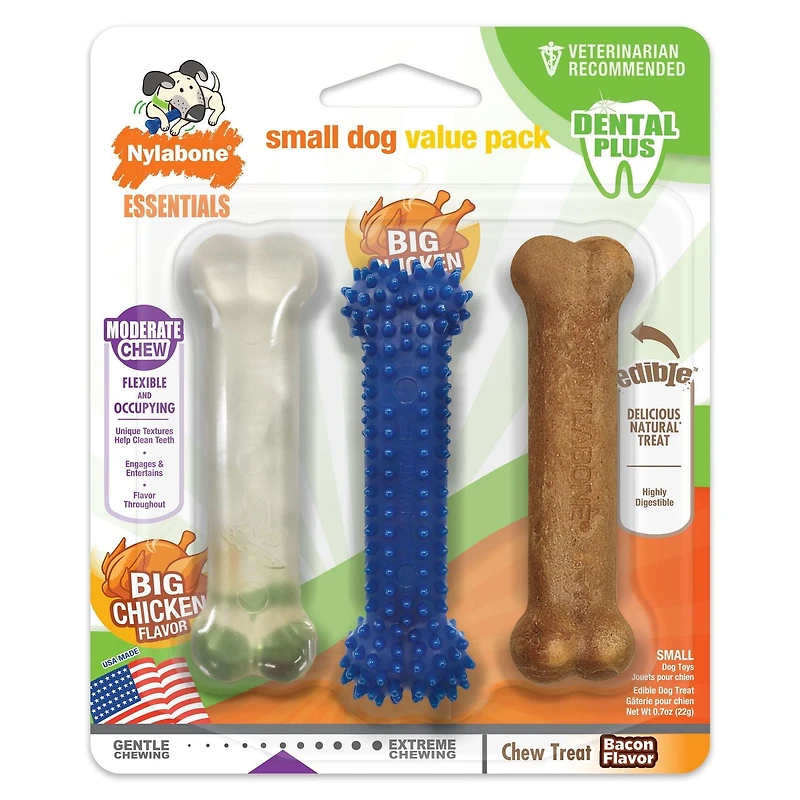 Nylabone Small Dog  Toy Value Pack, 3 Count, X-Small