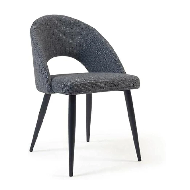 Kave Dining Chair with fabric upholstery and black walnut metal frame SET OF 2