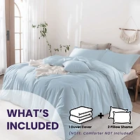 Beddora 100% Cotton Duvet Cover Set – All-Season Breathable – Secure Corner Ties & Button Closure – Queen & King Sets