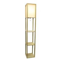 Simple Designs Floor Lamp Etagere Organizer Storage Shelf with Linen Shade