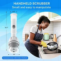 Bell + Howell Scrubtastic Express White Rechargeable Handheld Power Scrubber – Cordless Bathroom Cleaner