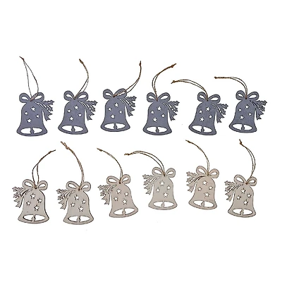 Christmas 6Pk Ornements En Bois Bell - Ensemble De 4