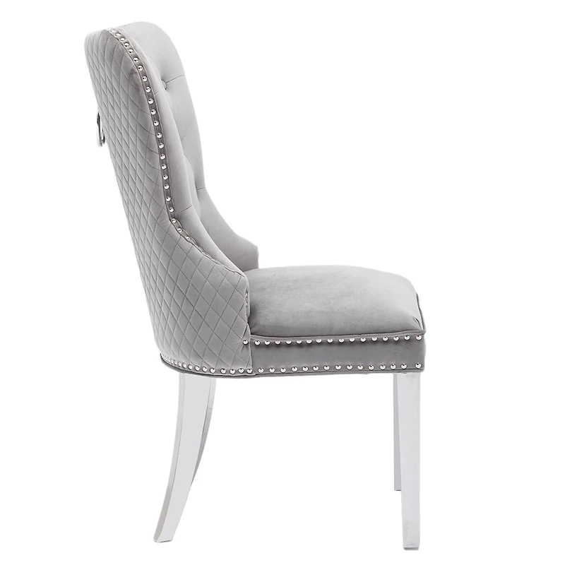 Canadian Alisha Grey Velvet Dining Chair (Set of 2)