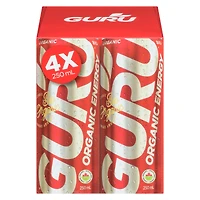 GURU Organic Energy 4 x 250 mL, Cans, 4x250mL