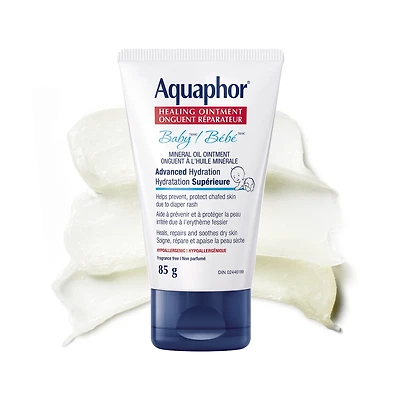Onguent réparateur Aquaphor Bébé pour la peau sensible de bébé, soulage l’érythème fessier, 85g