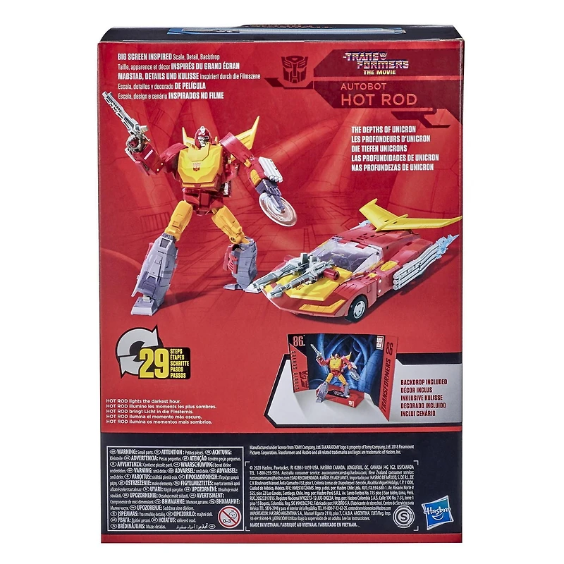 Transformers Studio Series 86, figurine Autobot Hot Rod 1986 de 16,5 cm du film Transformers: Le Film, classe Voyageur, dès 8 ans