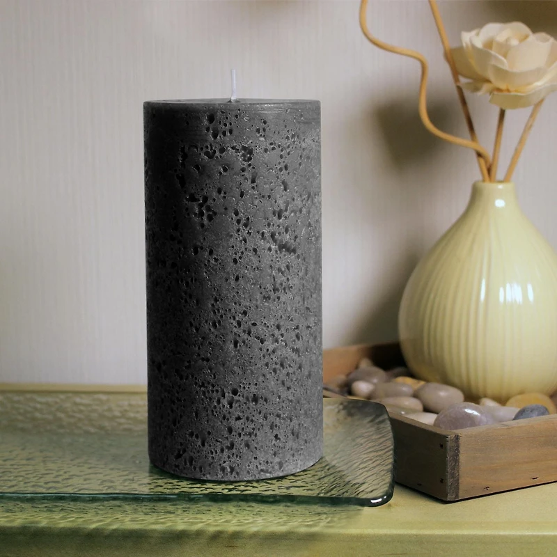 Hometrends 6" Dark Amber & Peony Scented Pillar Candle