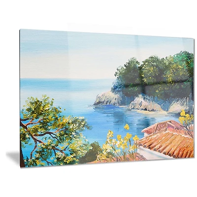 Art mural paysage en métal Design Art Maison près de la mer