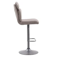 CorLiving Palmer High Back Upholstered Adjustable Height Indoor Barstools, Distressed Grey (Set of 2)