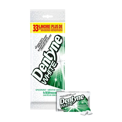 Dentyne White, Gomme sans sucre menthe verte, paquet de 4 (64 pièces)