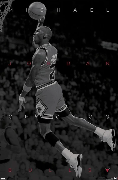 Michael Jordan - Black and White Wall Poster, 22.375" x 34" Framed
