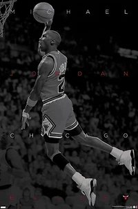 Michael Jordan - Black and White Wall Poster, 22.375" x 34" Framed
