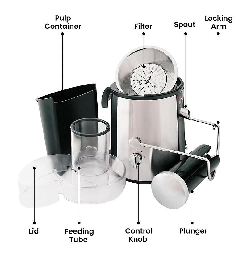 Total Chef Extracteur de Jus 700W Juicin' Power, Lame en Acier Chirurgical pour un Pressage Rapide et Efficace