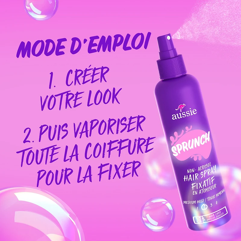 Aussie Sprunch Fixatif en Atomiseur pour Cheveux Bouclés et Ondulés