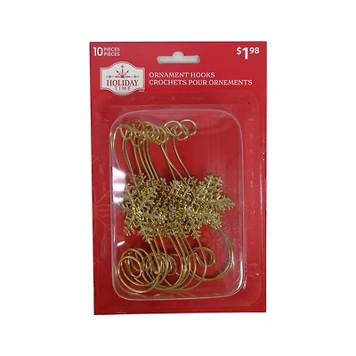 HOLIDAY TIME 10CT GOLD METAL SNOWFLAKE HOOK ORNAMENT