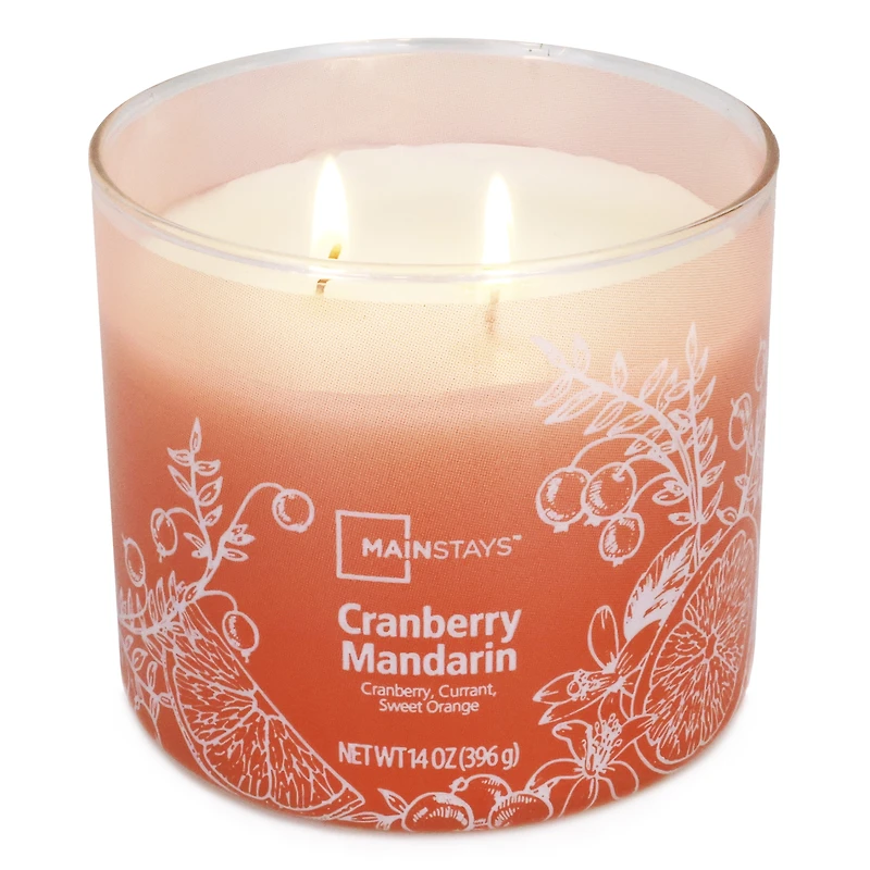 Bougie parfumée Mainstays à 3 mèches, enveloppée texturée Canneberge mandarine, 14 oz MAINSTAYS PL MANDARINE CANNEBERGE