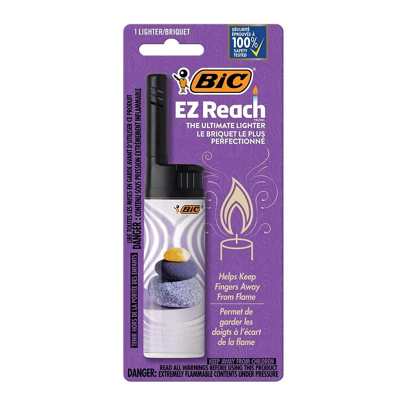 Briquets BIC EZ Reach, Le briquet longue tige parfait (1,45 po), couleurs assorties, paquet de 1
