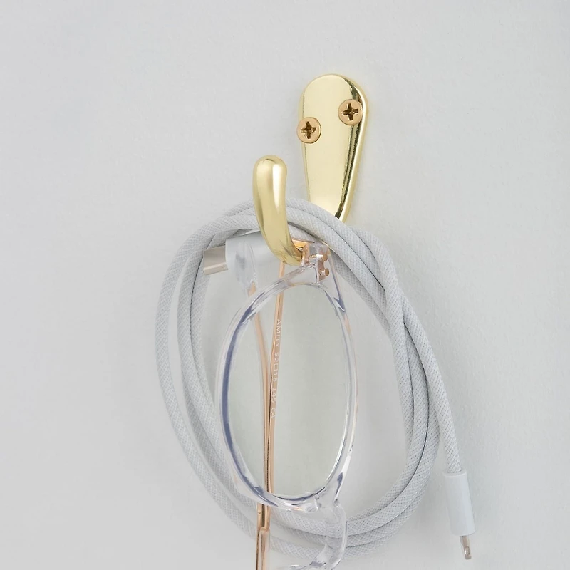 Era Single Hook 2-Pack Gold, 1.70 x 0.67 x 1.42 in