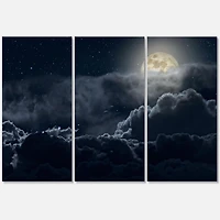 Designart Cloudy Full Moon Night Canvas Wall Art