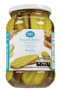 Great Value Bread & Butter Sandwich Pickles, 500 mL