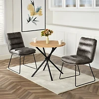 Homy Casa Lot de 2 chaises d'appoint capitonnées en similicuir avec base traîneau pour entrée et salon, gris