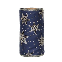 Holiday Time 6 inch x 20 feet Snowflake Ribbon, Navy & Gold