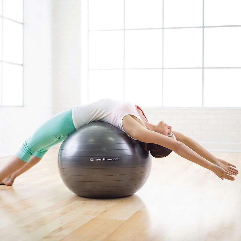 STOTT PILATES Stability Ball (Grey), 30 inch / 75 cm with pump