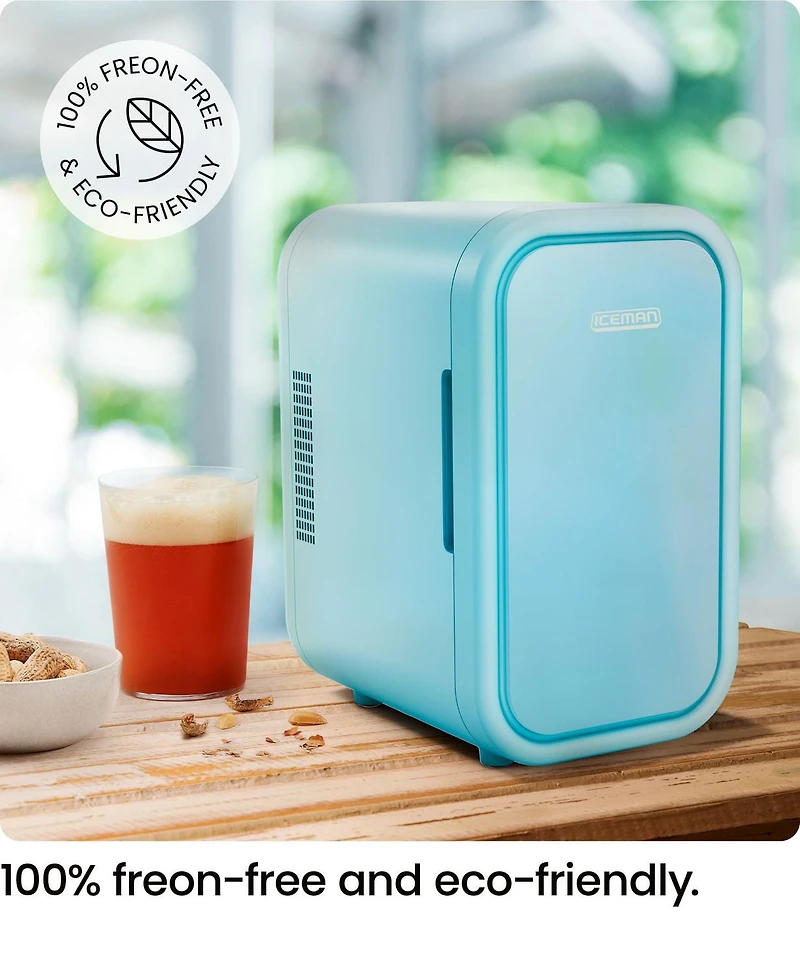 Mini-réfrigérateur portable ICEMAN avec 8 canettes de 355 ml (12 oz), refroidit et chauffe, prise pour voiture incluse - Bleu, Nouveau