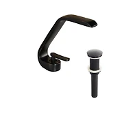 DROP Bath and Kitchen DR091469 Robinet pour évier de salle de bain de forme carrée en couleur noire de la série Island - comprend un drain sans trop-plein.