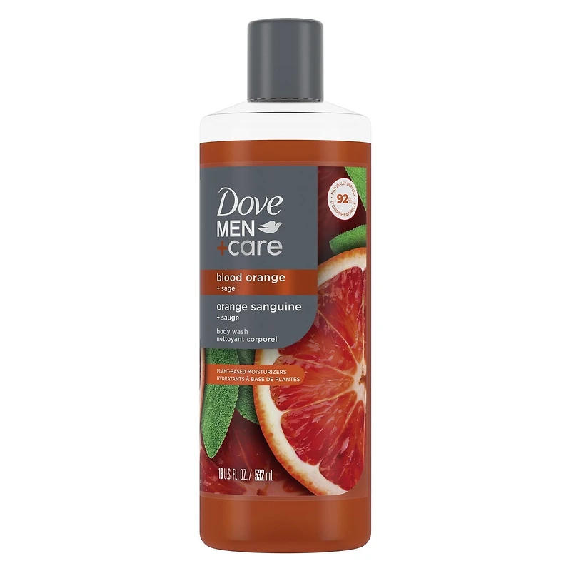 Gel douche pour réparer la peau sèche sous la douche, Dove Men+Care Orange sanguine + Sauge avec des nettoyants et des hydratants à base de plante 532 ml Nettoyant Corporel