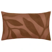 Bouclair Coussin Lombaire à Feuilles Brodés, Terracotta et Brun
