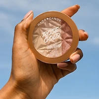 Hard Candy Enlumineur Just Glow, Poudre Compacte, Éclat Scintillant, Or Rose 3 teintes en 1
