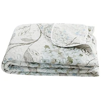 Marina Decoration Rich Printed Embossed Pinsonic Coverlet Bedspread Ultra Soft Bedding Summer Quilt Set with Shams, Blue Hydrangea Floral Pattern