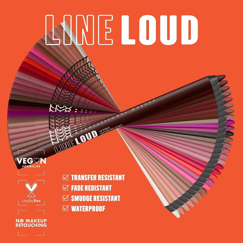 Line Loud Waterproof Lip Liner Pencil, Infused with Vitamin E, Vegan Formula