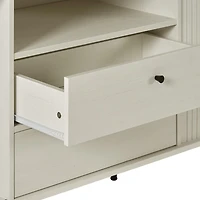 Corliving Hikari Sideboard Buffet Cabinet with 2 Sliding Doors, Sideboard with Open and Close Storage, Accent Sideboard for Dining Room, Living Room, White