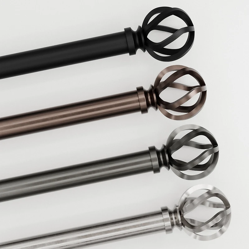 Better Homes & Gardens 1" Matte Black Cage Adjustable Single Curtain Rod Set 42"-120"