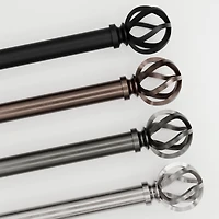 Better Homes & Gardens 1" Matte Black Cage Adjustable Single Curtain Rod Set 42"-120"