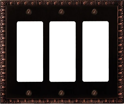 Atron Electro Industries Beading Oil Rubbed Bronze Triple Rocker Wall Plate