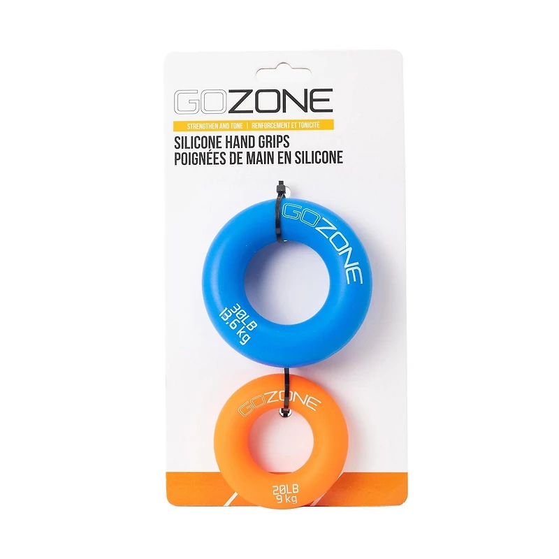 GoZone 2-Pack Hand Strength Rings – Blue/Orange, Made from durable silicone