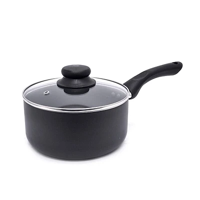 Starbasix Casserole de 2,2L (2.3Qt) avec couvercle, Aluminium pressé, Va au lave-vaisselle, Va au four, Sans AFPO, Noir Revêtement antiadhésif
