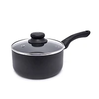 Starbasix Casserole de 2,2L (2.3Qt) avec couvercle, Aluminium pressé, Va au lave-vaisselle, Va au four, Sans AFPO, Noir Revêtement antiadhésif
