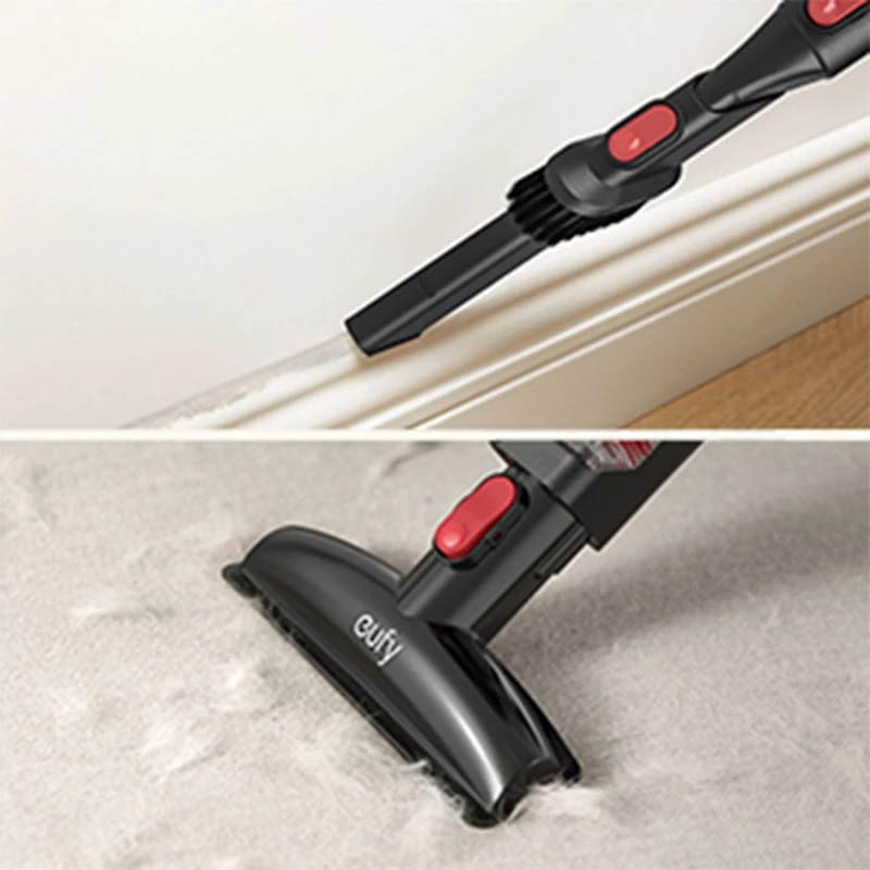 Aspirateur balai eufy Clean S11 Lite sans fil, poids de 3,5 lb (1,6 kg), avec une puissance d'aspiration de 75 AW, lumières LED et tête hyper-flexible pour une navigation facile.