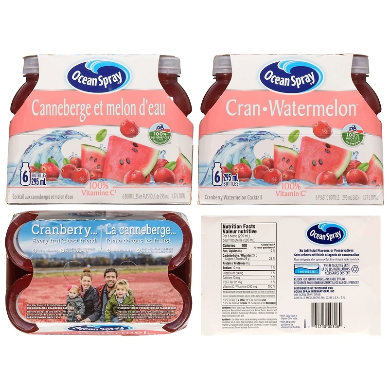 OCEAN SPRAY CRANBERRY WATERMELON, 295mL x 6