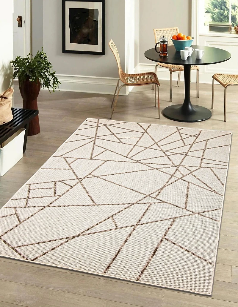 ECARPET Indoor Outdoor Area Rug for Patio, Deck, Living Room Sisal Abstract Collection