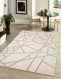 ECARPET Indoor Outdoor Area Rug for Patio, Deck, Living Room Sisal Abstract Collection