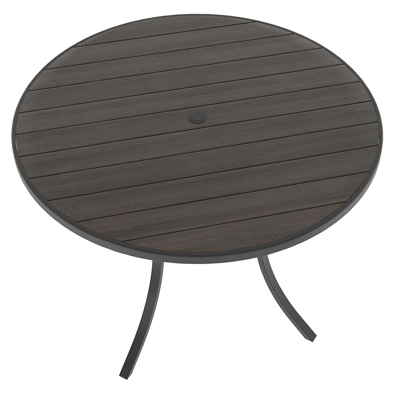 Table à dîner ronde extérieure en acier 101,6 cm HOMETRENDS, noir Résine de bois toutes saisons