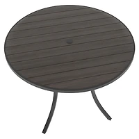 Table à dîner ronde extérieure en acier 101,6 cm HOMETRENDS, noir Résine de bois toutes saisons