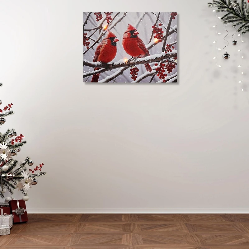 Led Canvas Wall Art Double Cardinal