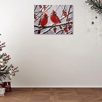 Led Canvas Wall Art Double Cardinal
