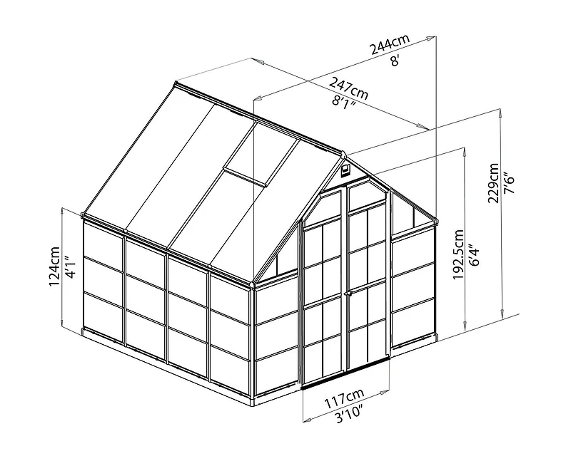 Canopia by Palram Balance 8 ft. x 8 ft. Greenhouse - Silver